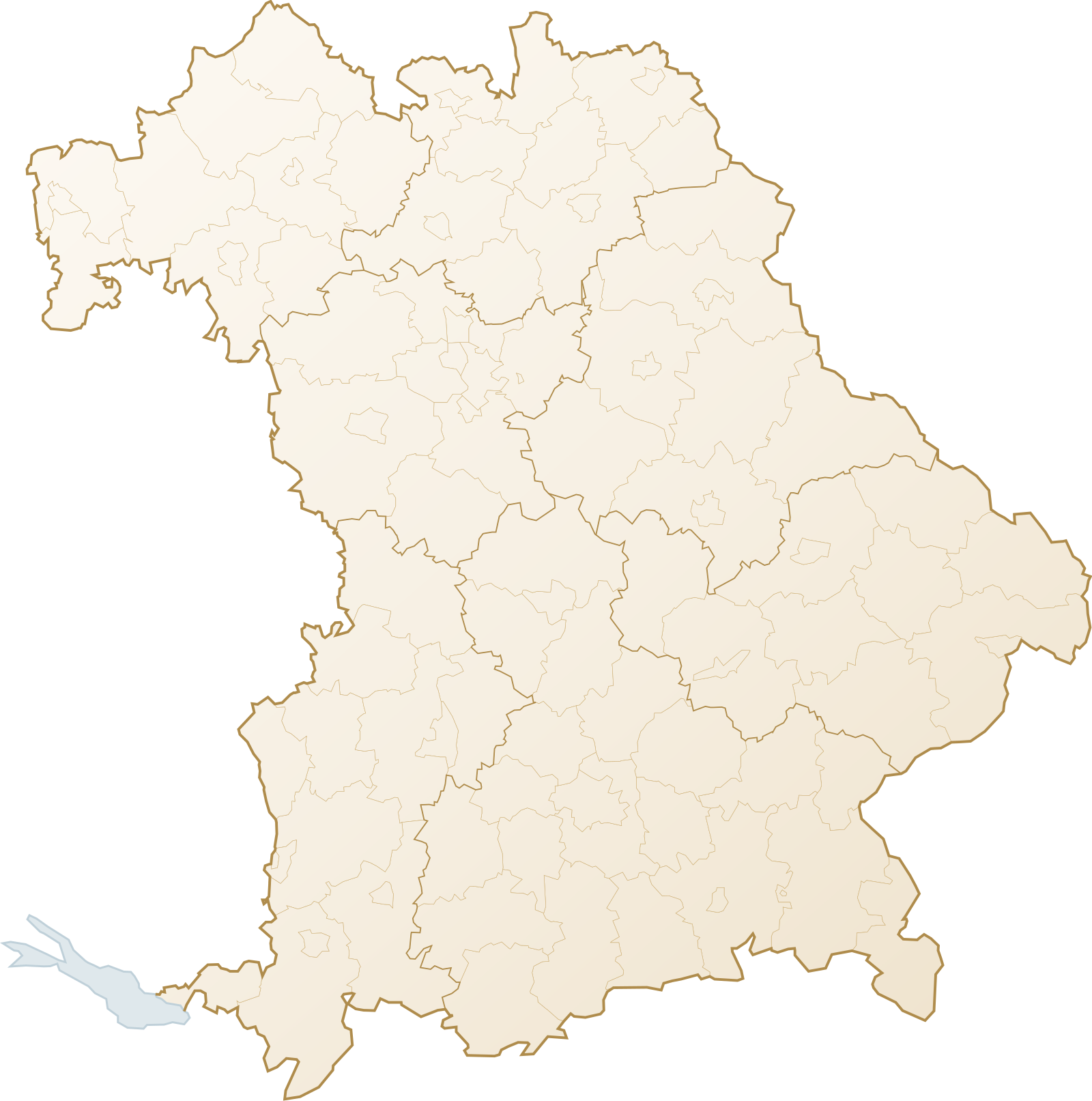 Bayernkarte mit den Landkreisen und kreisfreien Städten